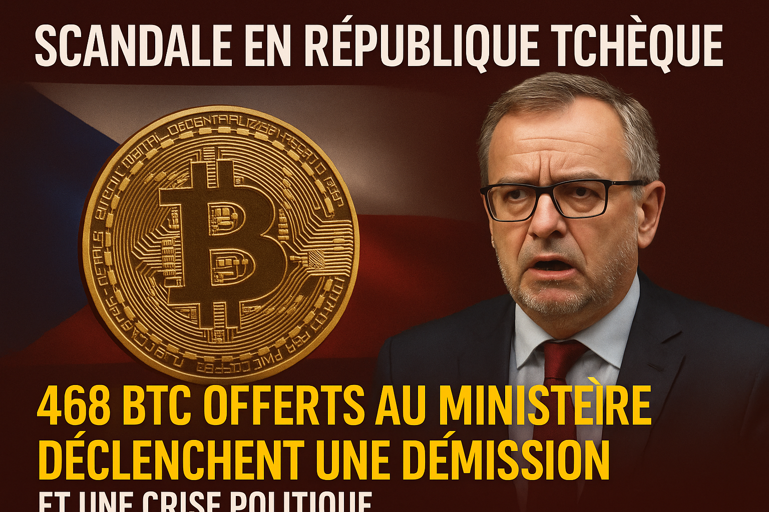 Scandale en République Tchèque : 468 BTC offerts au ministère déclenchent une démission et une crise politique